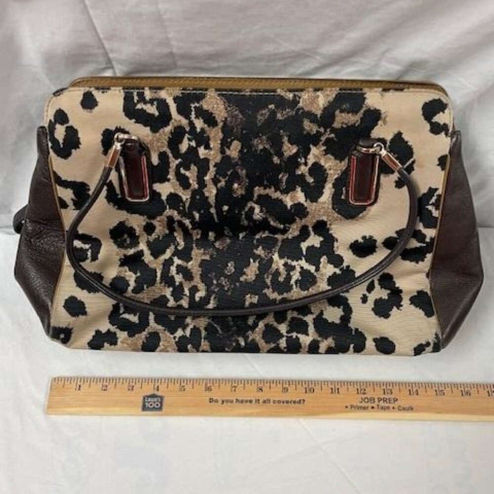 Coach bag Madison Kimberly Ocelot Carryall Leopard Print Satchel Purse 25207